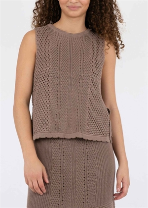 Aritza Crochet Knit Top Dusty Brown Neo Noír