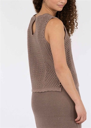 Aritza Crochet Knit Top Dusty Brown Neo Noír