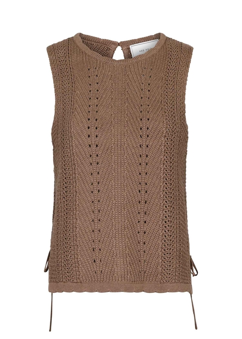 Aritza Crochet Knit Top Dusty Brown Neo Noír