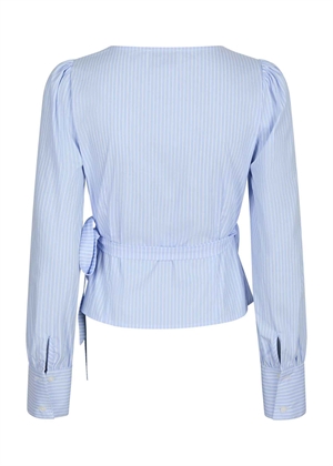 Isabel stripe wrap bluse Light Blue Neo Noir 