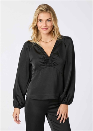 Istana heavy sateen bluse Sort Neo Noir 