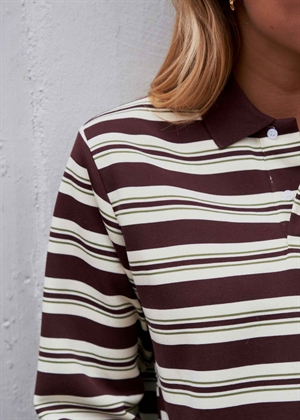 Mala stripe polo bluse Brown Neo Noir 