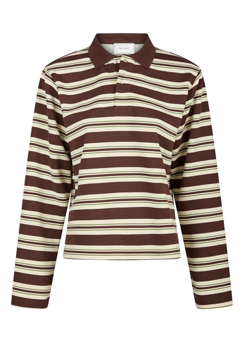 Mala stripe polo bluse Brown Neo Noir 