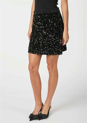 Miva velvet sequins skirt Sort Neo Noir 