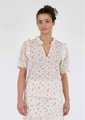 Rosalie Embroidery Rose bluse Pink Neo Noir 