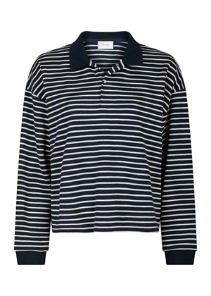 Sara stripe polo bluse Navy Neo Noir 