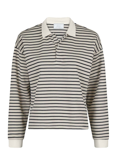 Sara Stripe Polo bluse Sand Neo Noir 