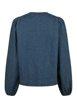 Silvi overdyed dot bluse Ash Blue Neo Noir 