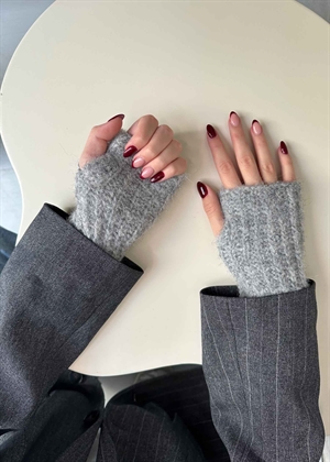 Milu fingerless knit gloves Light Grey Melange Object