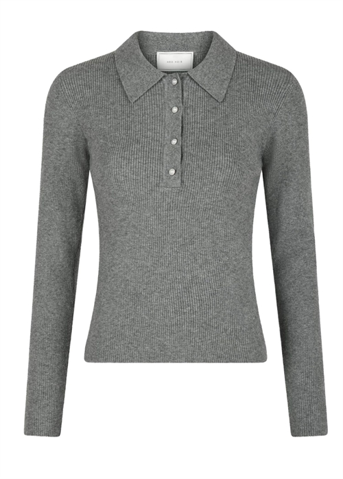 Panama knit bluse Dark Grey Melange Neo Noir 