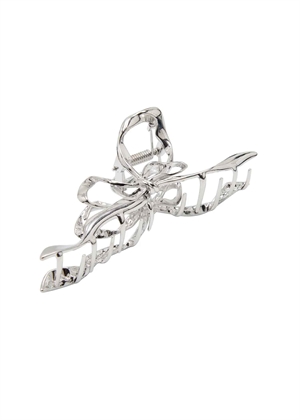 Petit metallic bow clip Shiny Silver Pico 