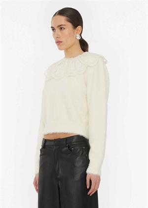 Daiane Lace Collar knit sweater Blanc de Blanc ROTATE By Birger Christensen 