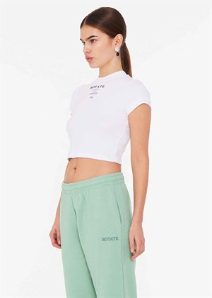 Ribbed Cropped tee Bright White ROTATE SUNDAY