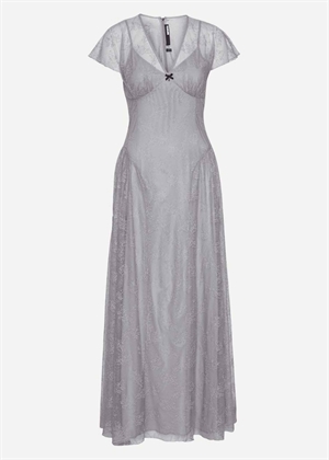 Kally Lace maxi v-neck kjole Alloy Light Gray ROTATE By Birger Christensen 