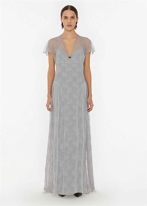 Kally Lace maxi v-neck kjole Alloy Light Gray ROTATE By Birger Christensen 