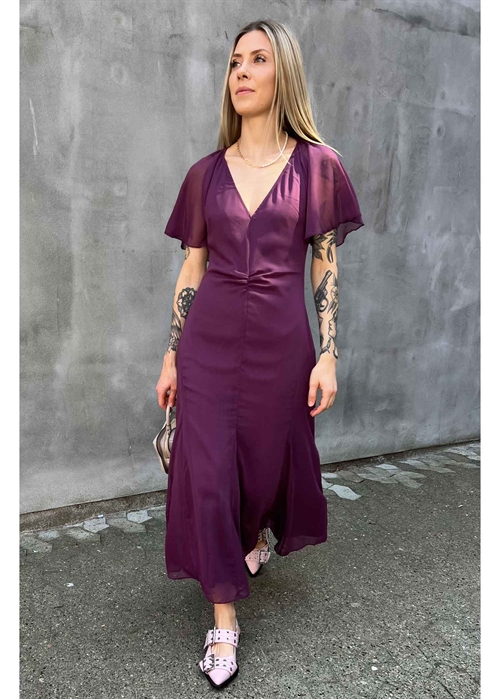 Lara Chiffon Flowy maxi kjole Italian Plum ROTATE By Birger Christensen 