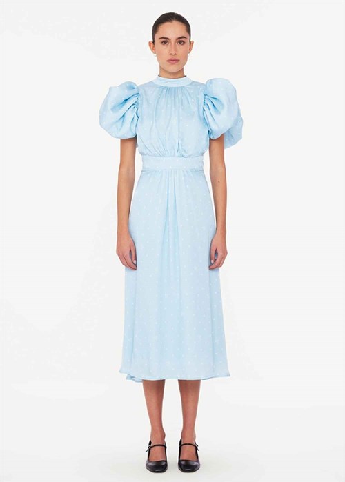 Textured midi puppy kjole Light Blue ROTATE By Birger Christensen 