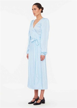 Textured midi wrap kjole Light Blue ROTATE By Birger Christensen 