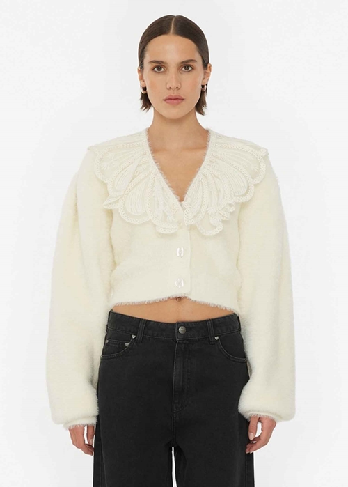 Florina Lace Collar knit cardigan Blanc de Blanc ROTATE By Birger Christensen 