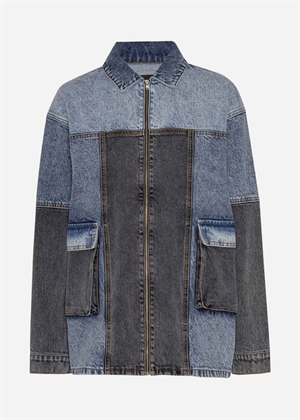 Mariana denim Oversized Patchwork jakke Medium Blue Denim ROTATE By Birger Christensen 