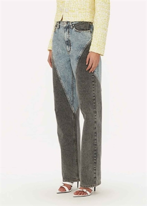 Betty cutline Straight Patchwork jeans Medium Blue Denim ROTATE By Birger Christensen 