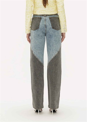 Betty cutline Straight Patchwork jeans Medium Blue Denim ROTATE By Birger Christensen 