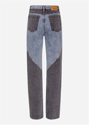 Betty cutline Straight Patchwork jeans Medium Blue Denim ROTATE By Birger Christensen 