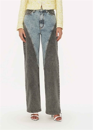 Betty cutline Straight Patchwork jeans Medium Blue Denim ROTATE By Birger Christensen 