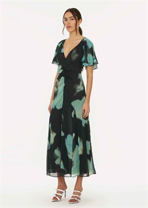 Lara Chiffon Flowy maxi kjole Giant Optic Buttercuo ROTATE By Birger Christensen 