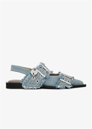 Feminine Buckle ballerina charms denim Faded Denim S2939 Ganni 