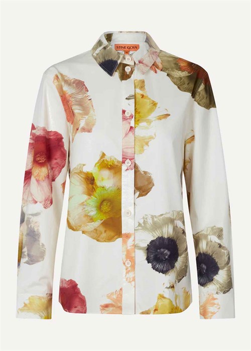 Martina Heavy poplin skjorte Pastel Poppies Stine Goya 