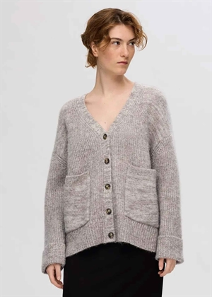 Alva ls knit cardigan Steel Gray/Birch Selected Femme