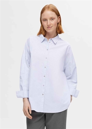 Nova ls oxford skjorte Bright White/Endless sky Selected Femme