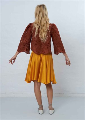 Crisp Delicate embroidered bluse Brown Stella Nova 