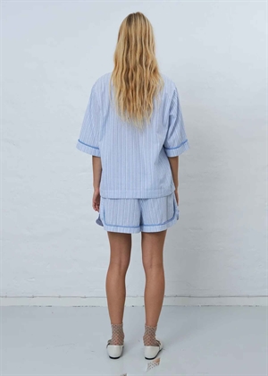 Shortsleeved Pyjamas skjorte White with Blue Stripes Stella Nova 