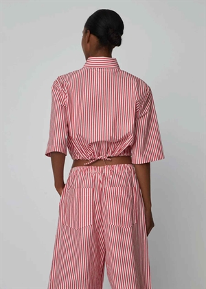 Cropped striped cotton skjorte Red Stripe Stella Nova