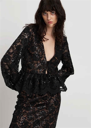 Lace Sequins bluse Sort Stella Nova 