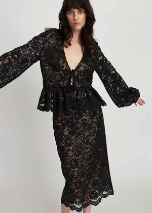 Lace Sequins bluse Sort Stella Nova 