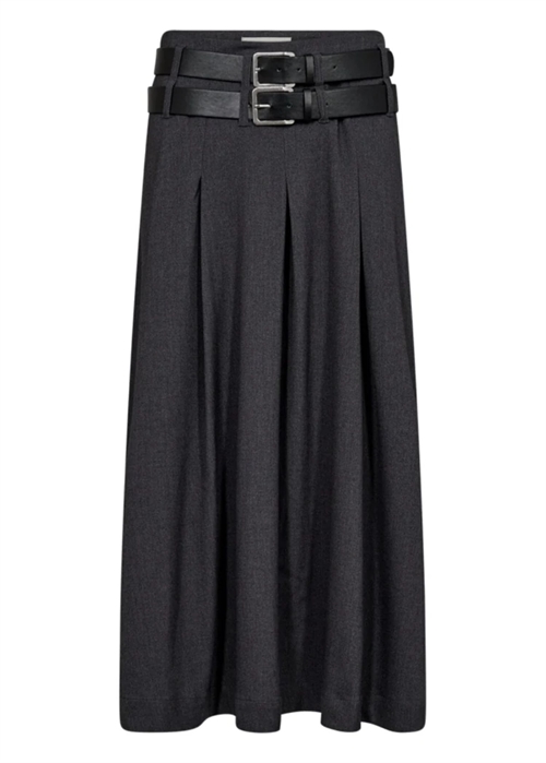 Tailor skirt with belts Med.Grey Melange Copenhagen Muse 